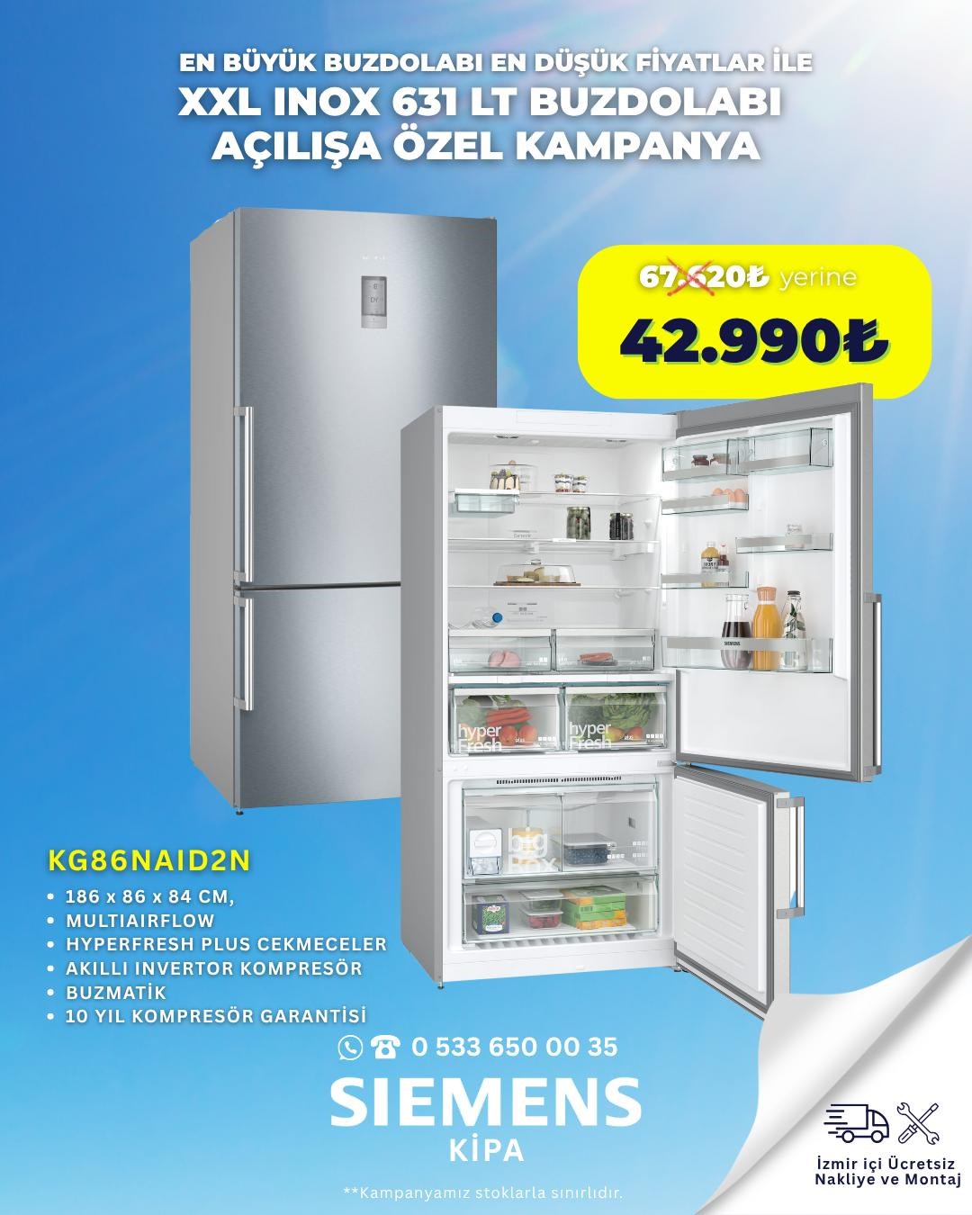 631 LT XXL Inox Buzdolabı Şimdi Özel Fiyatla!