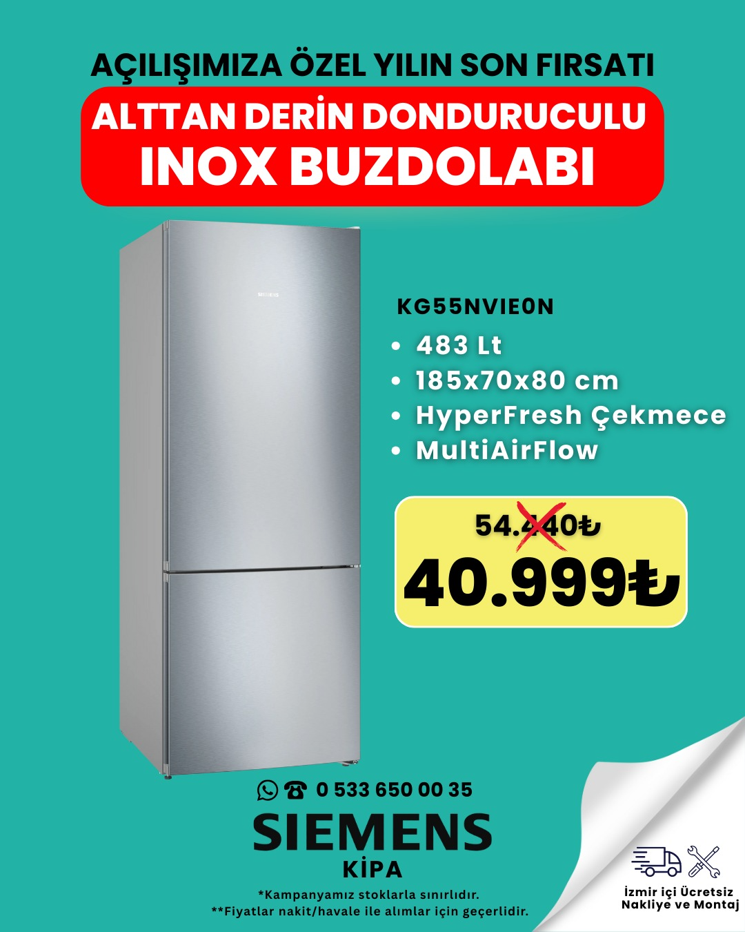 ALTTAN DERİN DONDURUCULU INOX BUZDOLABI – ÖZEL İNDİRİMLİ FİYAT!