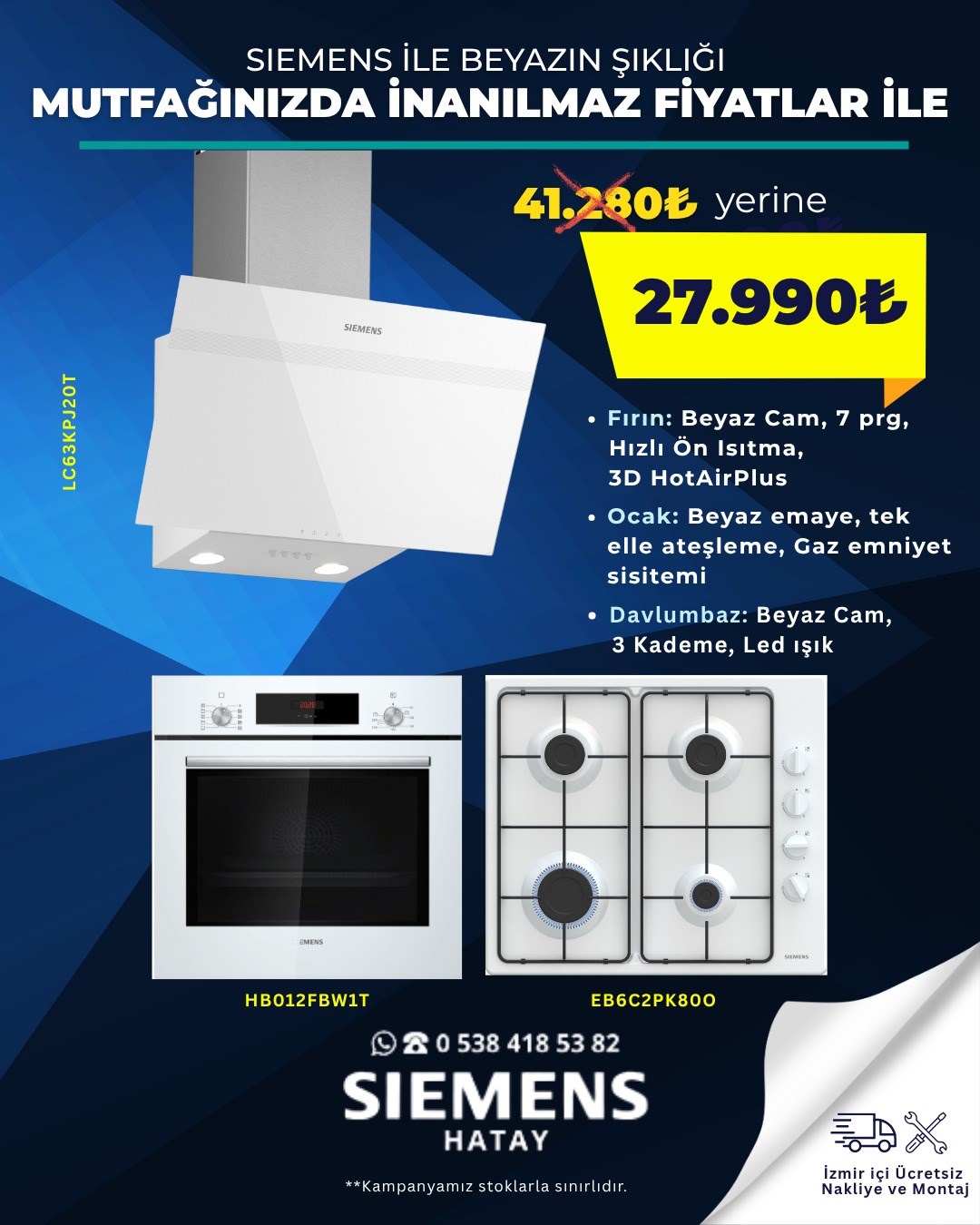 Modern tasarımı ve güçlü teknolojisiyle beyaz cam ankastre set, açılışa özel fiyatla sizlerle!