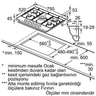 Siemens EN7B6QP30O Gazlı Ocak 75 cm