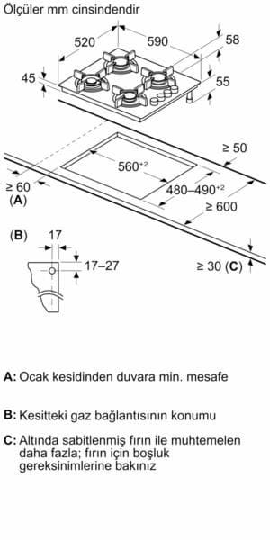Siemens EO6C8PP30O Gazlı Ocak 60 cm
