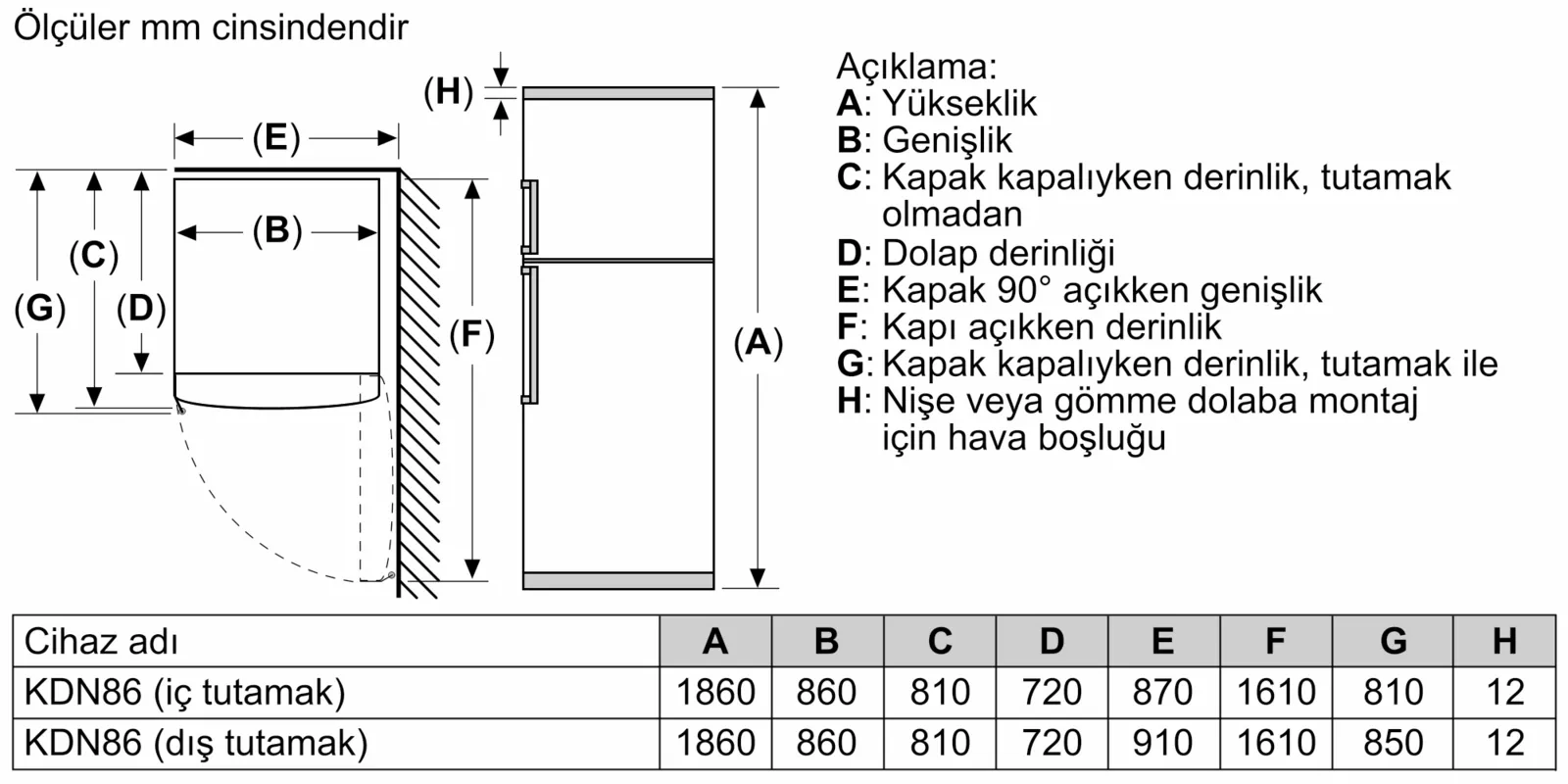 Siemens KD86NAWE1N Üstten Donduruculu Beyaz Buzdolabı